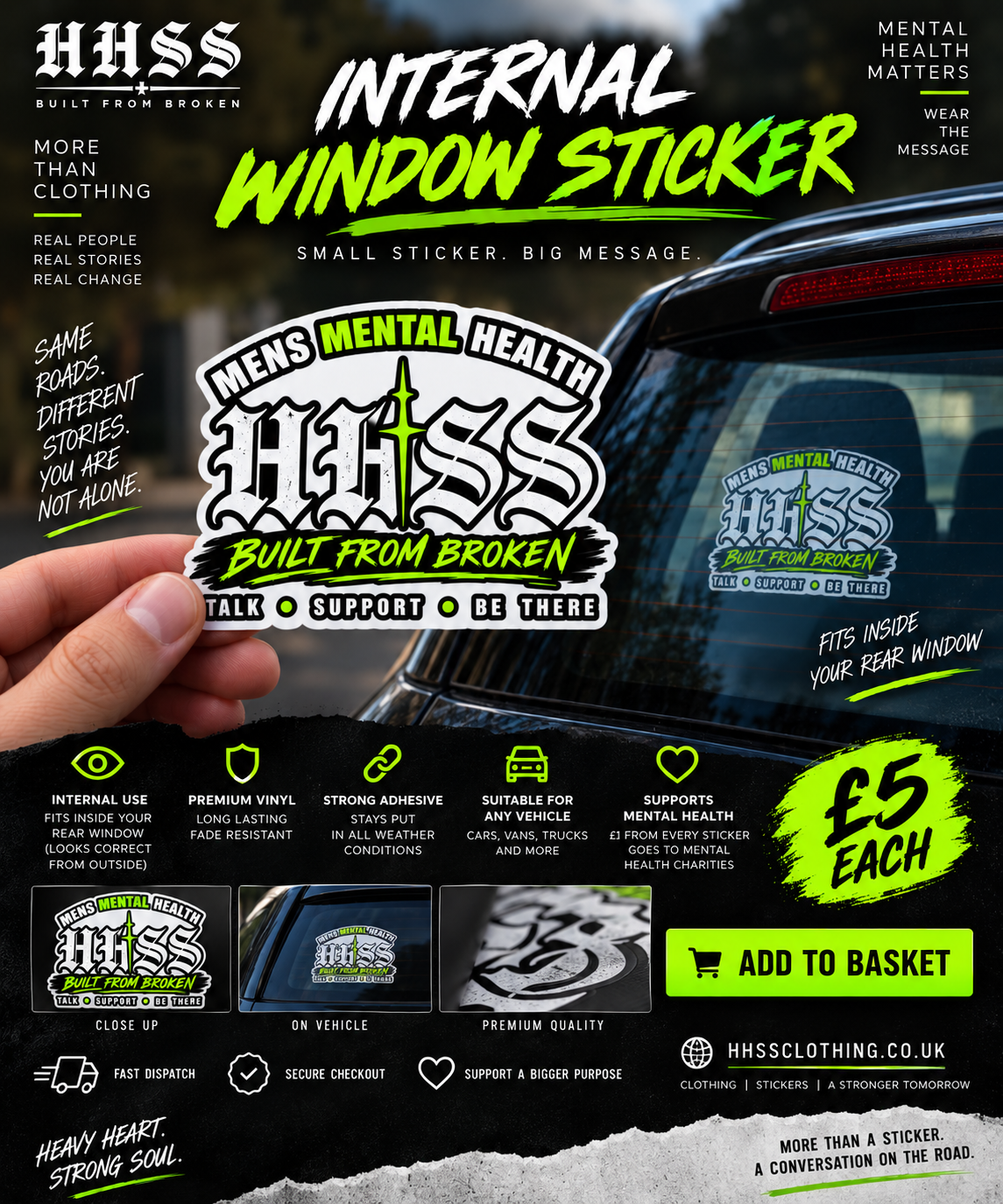 HHSS Built From Broken car window sticker